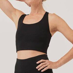 PACT On The Go-To Rib Crop Tank Sports Bra Daily Bralette, Size XL, Soft Black